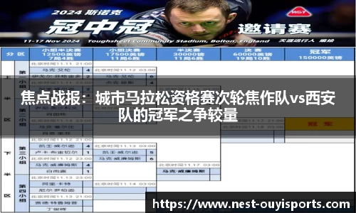 焦点战报:城市马拉松资格赛次轮焦作队vs西安队的冠军之争较量